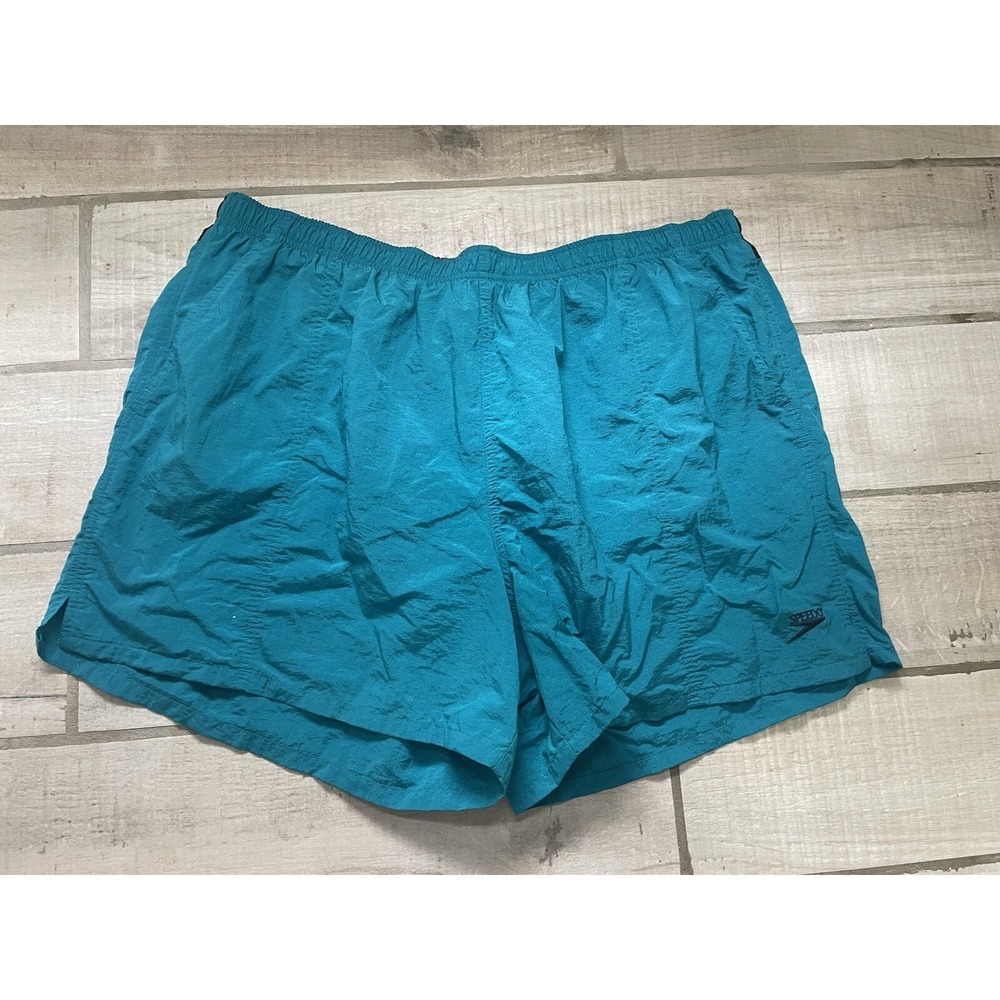 Speedo Men's Vintage‎ Mesh Lined Blue Drawstring Swim Shorts Trunks Pockets XXL